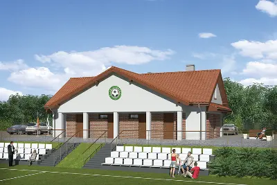 Budynek usługowy (zaplecza socjalnego) U31 — wizualizacje 1 (odbicie lustrzane)