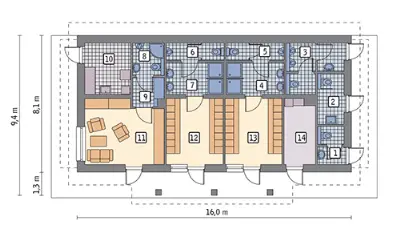 Budynek usługowy (zaplecza socjalnego) U31a — rzuty kondygnacji 1 (odbicie lustrzane)