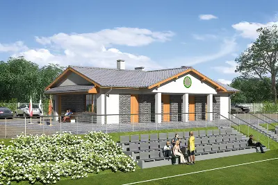 Budynek usługowy (zaplecza socjalnego) U31a — wizualizacje 2 (odbicie lustrzane)