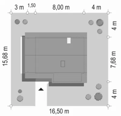 Chatka drewniana — plan sytuacyjny 1 (odbicie lustrzane)