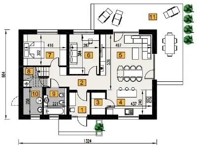 Dla każdego A2N — rzuty kondygnacji 1 (odbicie lustrzane)