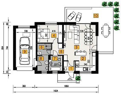 Dla każdego G1 pa — rzuty kondygnacji 1 (odbicie lustrzane)