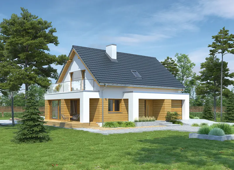 Projekt domu Dobry pomysł - wariant I — wizualizacja