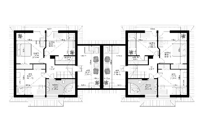 Dom na Medal - bliźniak — rzuty kondygnacji 2 (odbicie lustrzane)