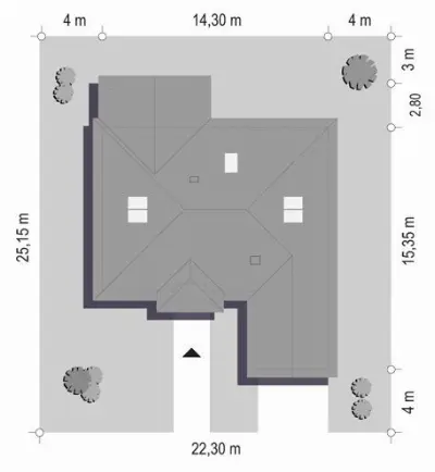 Dom na Parkowej 3 — plan sytuacyjny 1 (odbicie lustrzane)