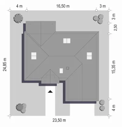 Dom na Parkowej 6 — plan sytuacyjny 1 (odbicie lustrzane)