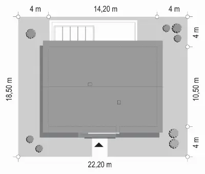 Dom na Praktycznej 2 — plan sytuacyjny 1 (odbicie lustrzane)