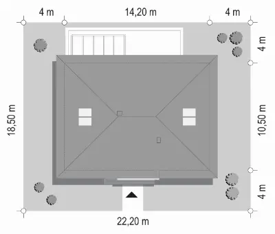Dom na Praktycznej 3 B — plan sytuacyjny 1 (odbicie lustrzane)