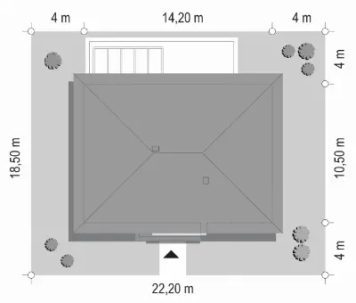 Dom na Praktycznej 3 — plan sytuacyjny 1 (odbicie lustrzane)
