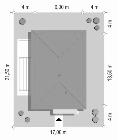 Dom na Przytulnej 2 — plan sytuacyjny 1 (odbicie lustrzane)