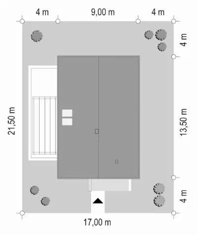 Dom na Przytulnej 3 — plan sytuacyjny 1 (odbicie lustrzane)