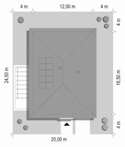 Dom na Wygodnej — plan sytuacyjny 1 (odbicie lustrzane)
