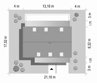 Dom na Zgrabnej 2 — plan sytuacyjny 1 (odbicie lustrzane)