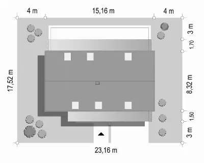 Dom na Zgrabnej 4 — plan sytuacyjny 1 (odbicie lustrzane)