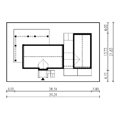 Dom nad jeziorem - wariant I — plan sytuacyjny 1 (odbicie lustrzane)