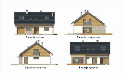 Dom nad zatoką - wariant I — elewacje 1 (odbicie lustrzane)