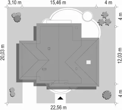 Dom w brzozach — plan sytuacyjny 1 (odbicie lustrzane)