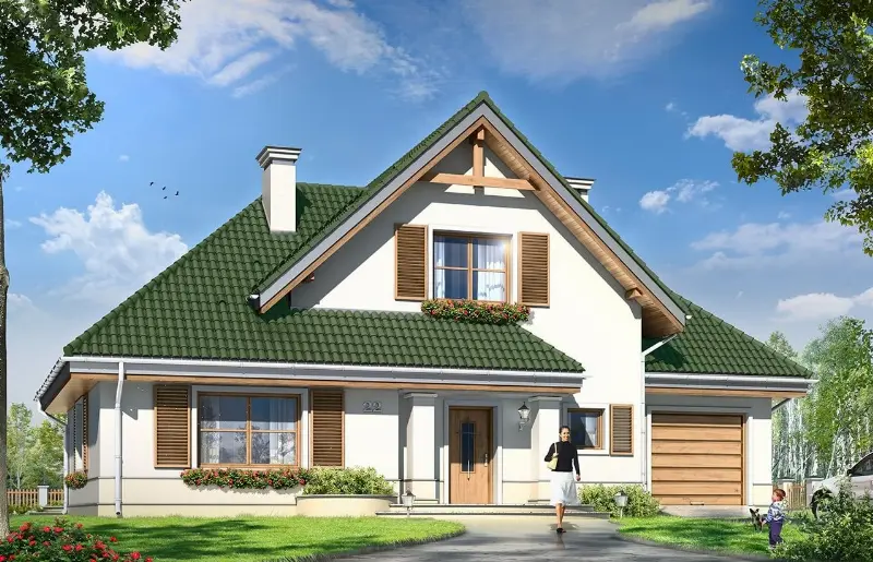 Projekt domu Dom w brzozach — wizualizacja