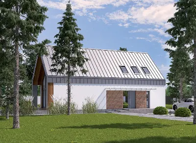 Dom z klimatem - wariant I (z wentylacją mechaniczną i rekuperacją) — wizualizacje 2 (odbicie lustrzane)