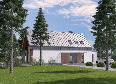 Dom z klimatem - wariant II (aranżacja 1) (z wentylacją mechaniczną i rekuperacją) — wizualizacje 2 (odbicie lustrzane)