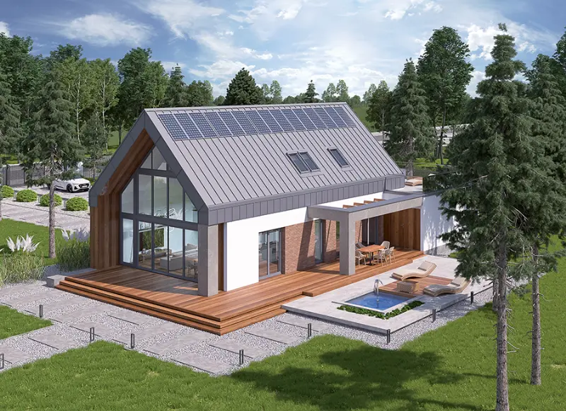Projekt domu Dom z klimatem - wariant II (aranżacja 1) (z wentylacją mechaniczną i rekuperacją) — wizualizacja