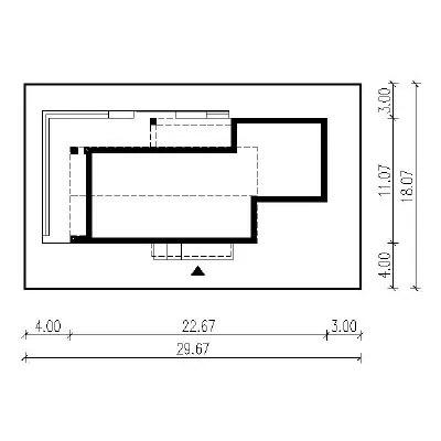 Dom z klimatem - wariant II (aranżacja 1) (z wentylacją mechaniczną i rekuperacją) — plan sytuacyjny 1 (odbicie lustrzane)