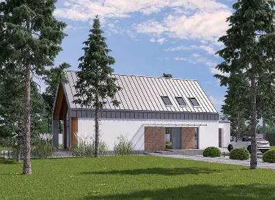 Dom z klimatem - wariant II (z wentylacją mechaniczną i rekuperacją) — wizualizacje 2 (odbicie lustrzane)