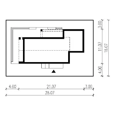 Dom z klimatem - wariant III (aranżacja 1) (z wentylacją mechaniczną i rekuperacją) — plan sytuacyjny 1 (odbicie lustrzane)