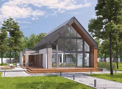 Dom z klimatem - wariant V (z wentylacją mechaniczną i rekuperacją) — wizualizacje 3 (odbicie lustrzane)