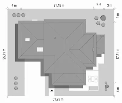 Dom z Widokiem wariant D — plan sytuacyjny 1 (odbicie lustrzane)