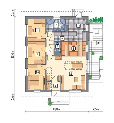 Dopasowany - wariant I — rzuty kondygnacji 1 (odbicie lustrzane)