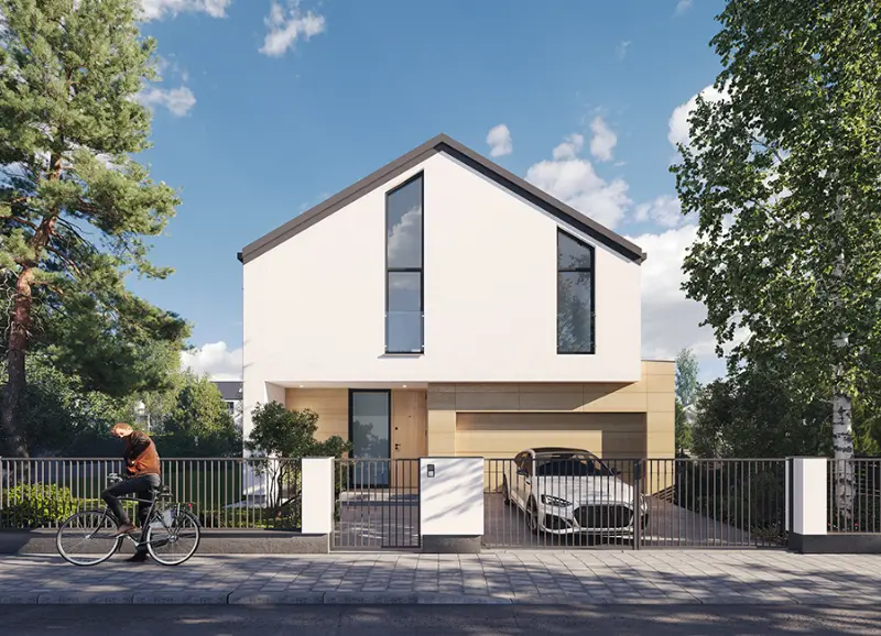 Projekt domu Efektywny - wariant I (z wentylacją mechaniczną i rekuperacją) — wizualizacja