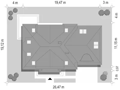 Faworyt 2 — plan sytuacyjny 1 (odbicie lustrzane)