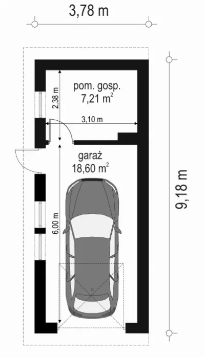 Garaż BG03 — rzuty kondygnacji 1 (odbicie lustrzane)
