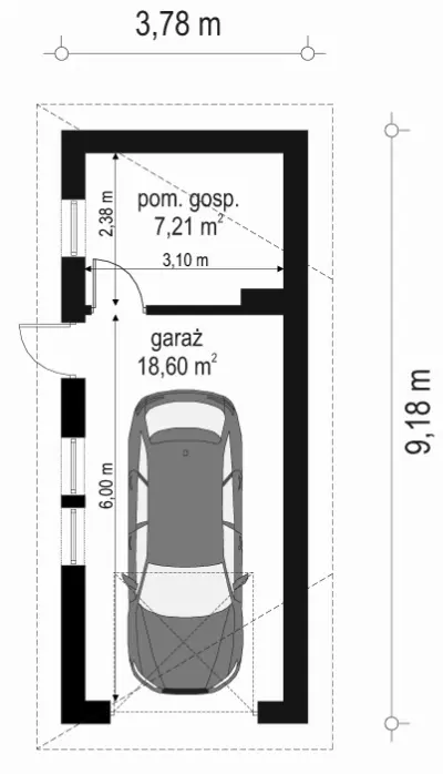 Garaż BG04 — rzuty kondygnacji 1 (odbicie lustrzane)