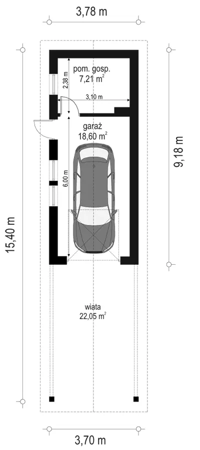 Garaż BG07 — rzuty kondygnacji 1 (odbicie lustrzane)