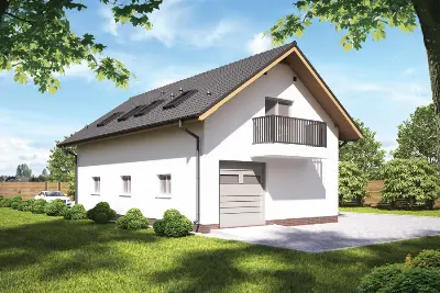Garaż z częścią mieszkalną (letniskową) GC99 — wizualizacje 2 (odbicie lustrzane)