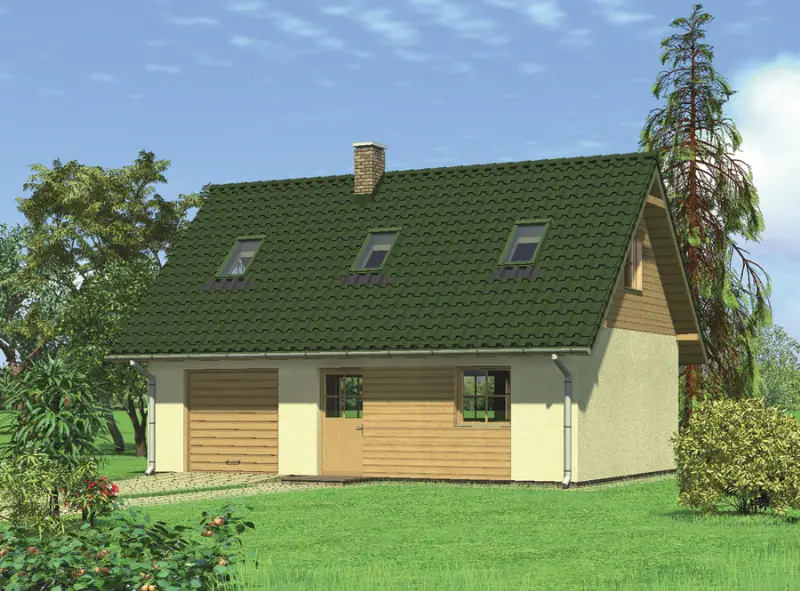 Projekt domu Garaż z poddaszem i pomieszczeniem gospodarczym G27c — wizualizacja