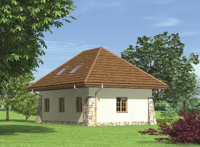 Garaż z poddaszem i pomieszczeniem gospodarczym G34a — wizualizacje 2 (odbicie lustrzane)