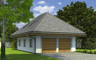 Garaż z poddaszem i pomieszczeniem gospodarczym G51 — wizualizacje 1 (odbicie lustrzane)