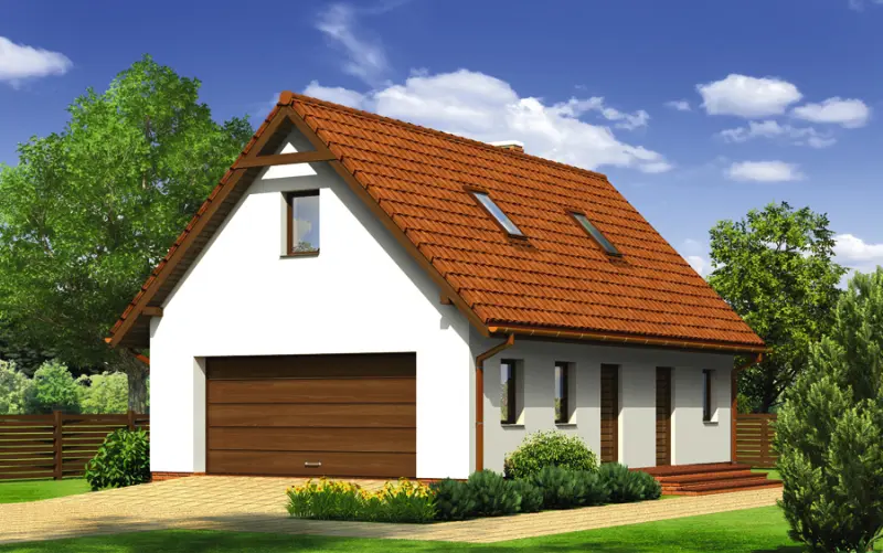 Projekt domu Garaż z poddaszem i pomieszczeniem gospodarczym G56 — wizualizacja