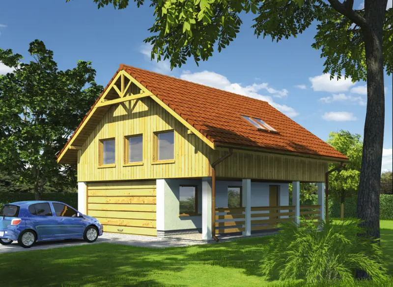 Projekt domu Garaż z poddaszem, z częścią rekreacyjną GC79 — wizualizacja
