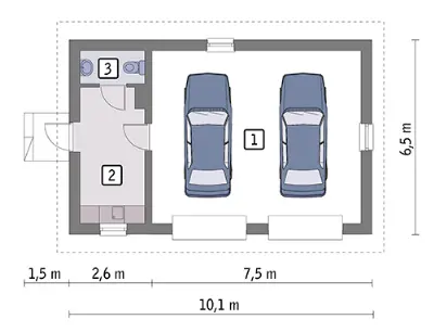 Garaż z pomieszczeniem gospodarczym G15c — rzuty kondygnacji 1