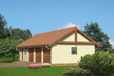 Garaż z pomieszczeniem gospodarczym G19b — wizualizacje 2 (odbicie lustrzane)