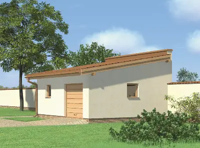 Garaż z pomieszczeniem gospodarczym G32 — wizualizacje 2 (odbicie lustrzane)