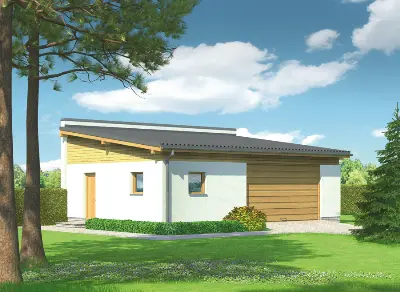 Garaż z pomieszczeniem gospodarczym G39a — wizualizacje 2 (odbicie lustrzane)