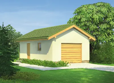 Garaż z pomieszczeniem gospodarczym G40a — wizualizacje 1 (odbicie lustrzane)
