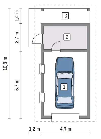 Garaż z pomieszczeniem gospodarczym G41a — rzuty kondygnacji 1 (odbicie lustrzane)
