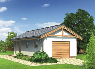Garaż z pomieszczeniem gospodarczym G41a — wizualizacje 1 (odbicie lustrzane)