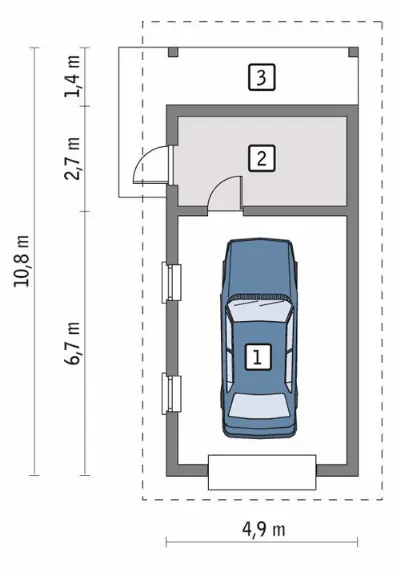 Garaż z pomieszczeniem gospodarczym G41b — rzuty kondygnacji 1 (odbicie lustrzane)